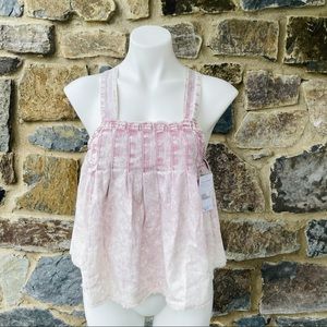 Free People Marina Denim Babydoll Crop Top Pink S